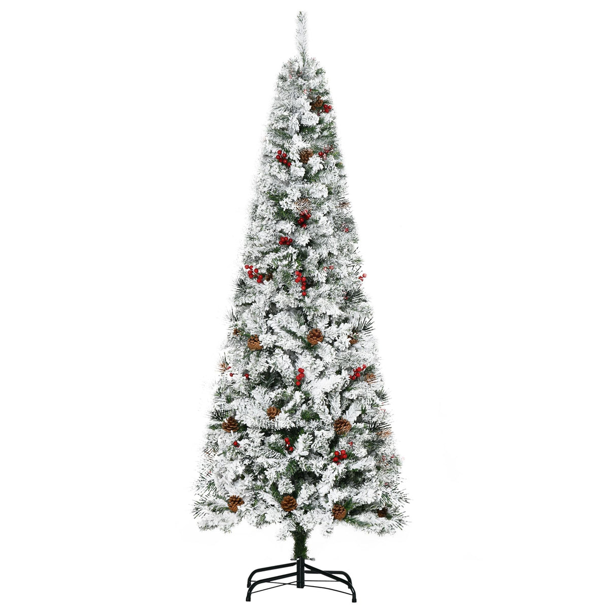 Snow-flocked pencil Christmas tree