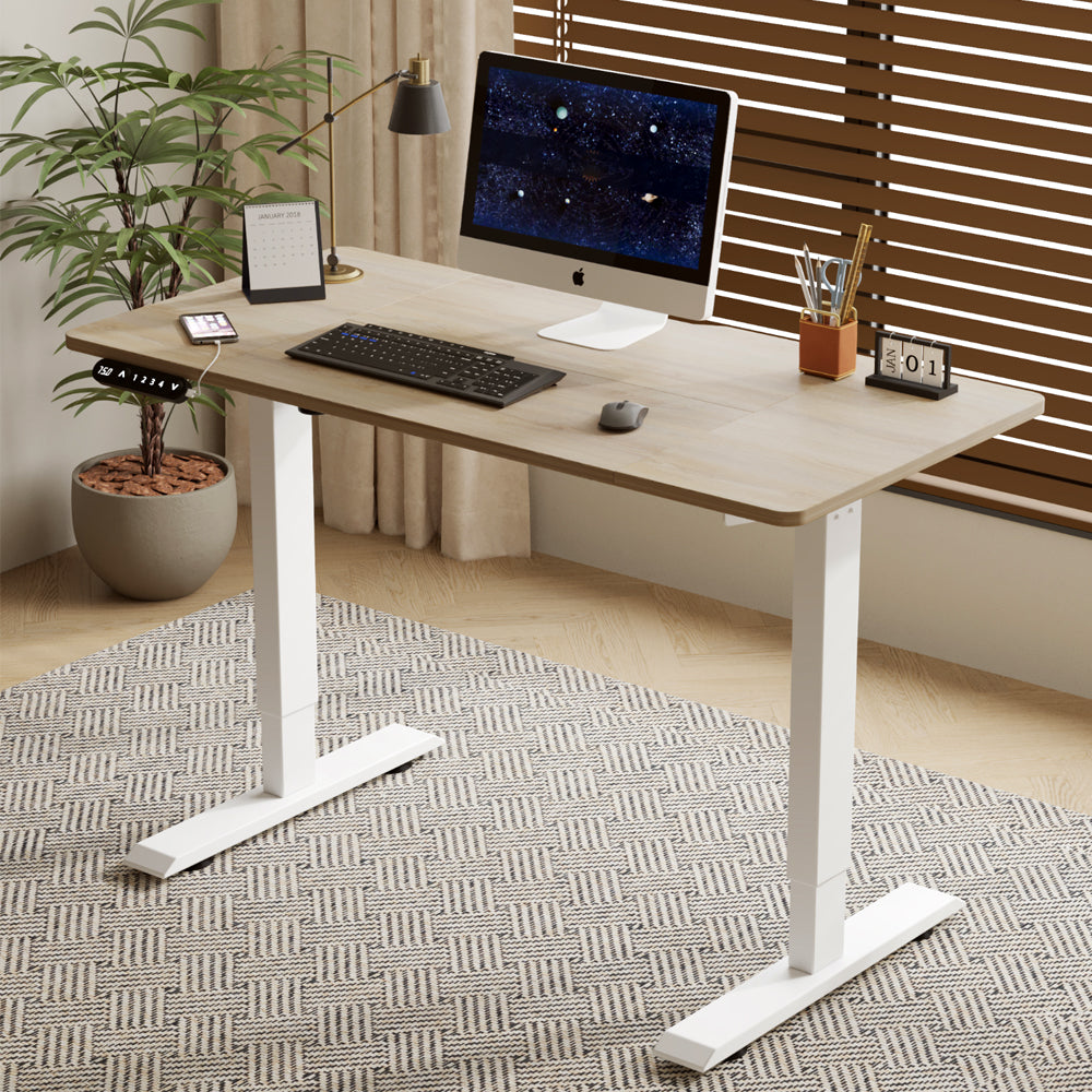 Electric Standing Desk, 55 in, Oak