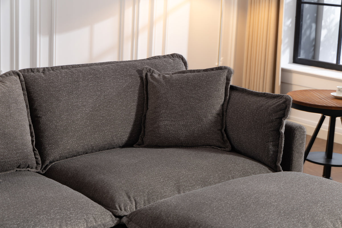 114-Inch Sectional Sofa with Ottoman, Antique Grey