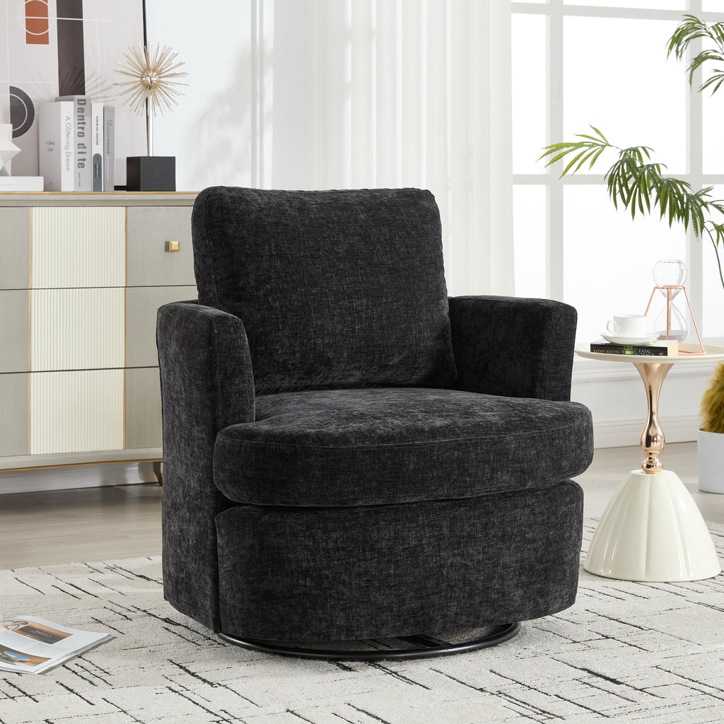 360° Swivel Barrel Chair, Black