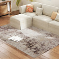 Chenille Abstract Area Rug, 5 x 7 ft, Mixed Brown