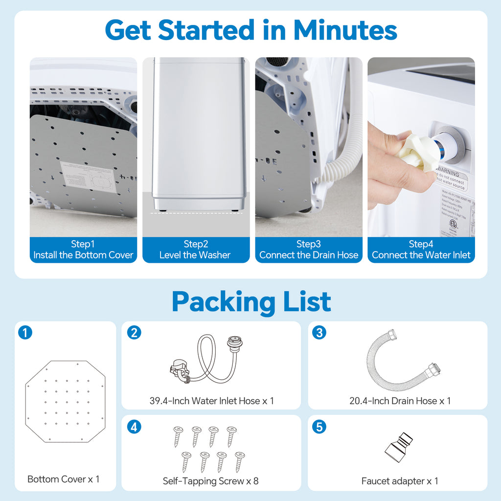 Fully Automatic Portable Washer, 7.7 lb