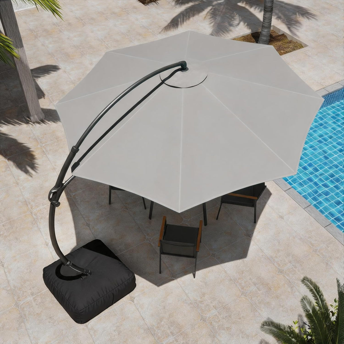 12 ft Round Cantilever Patio Umbrella with Base