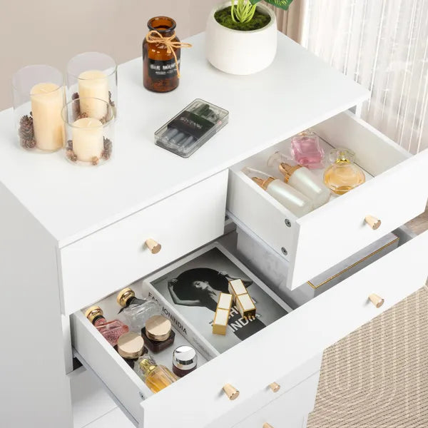 Modern 6-Drawer Dresser, White
