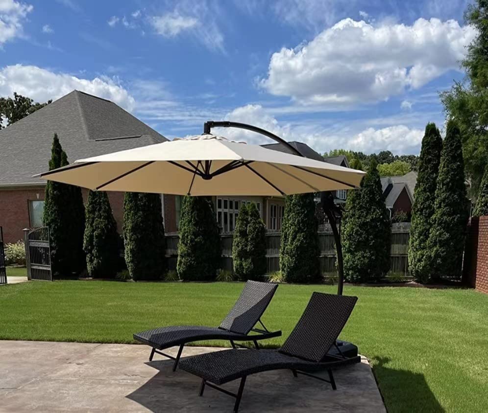 12 ft Round Cantilever Patio Umbrella with Base