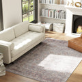 Washable Floral Area Rug, 5 x 7 ft, Grey and Brown