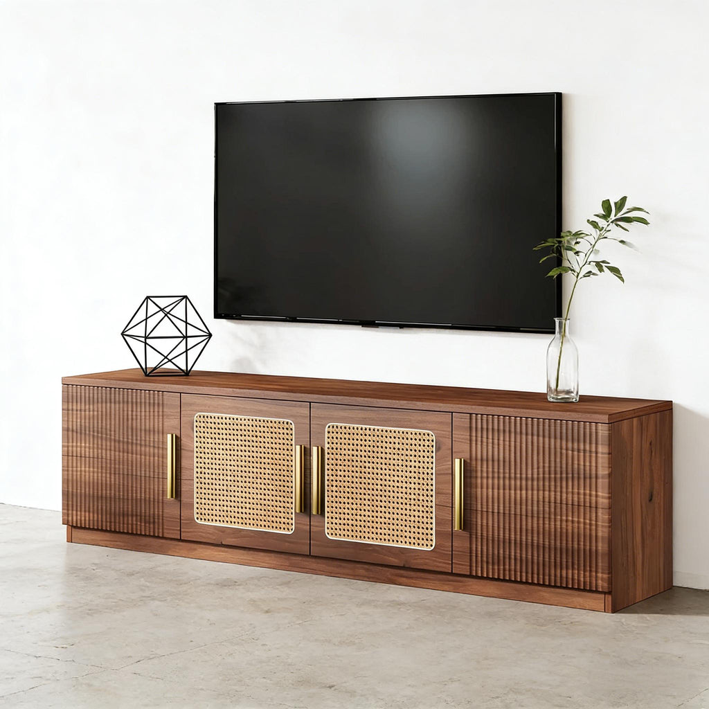 Entertainment Center TV Stand, Rustic Brown