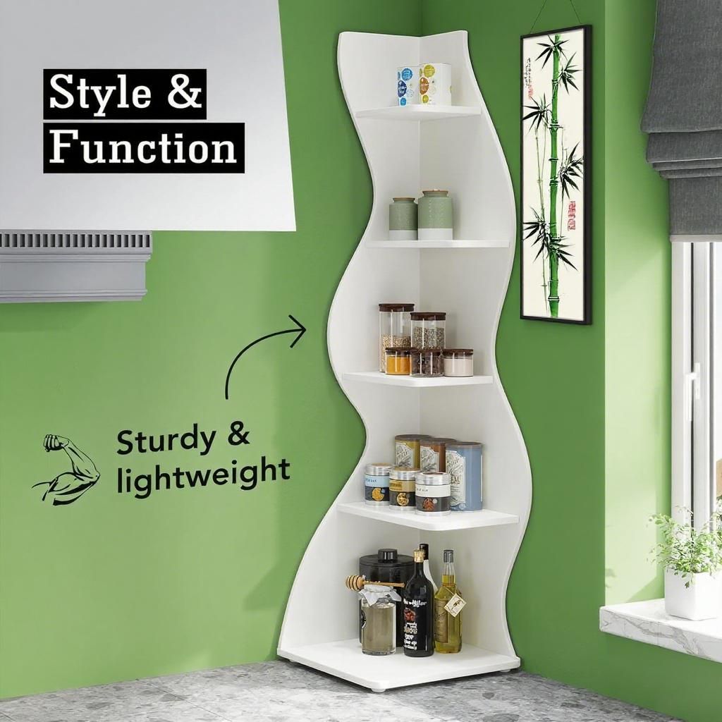 Corner Bookshelf, White