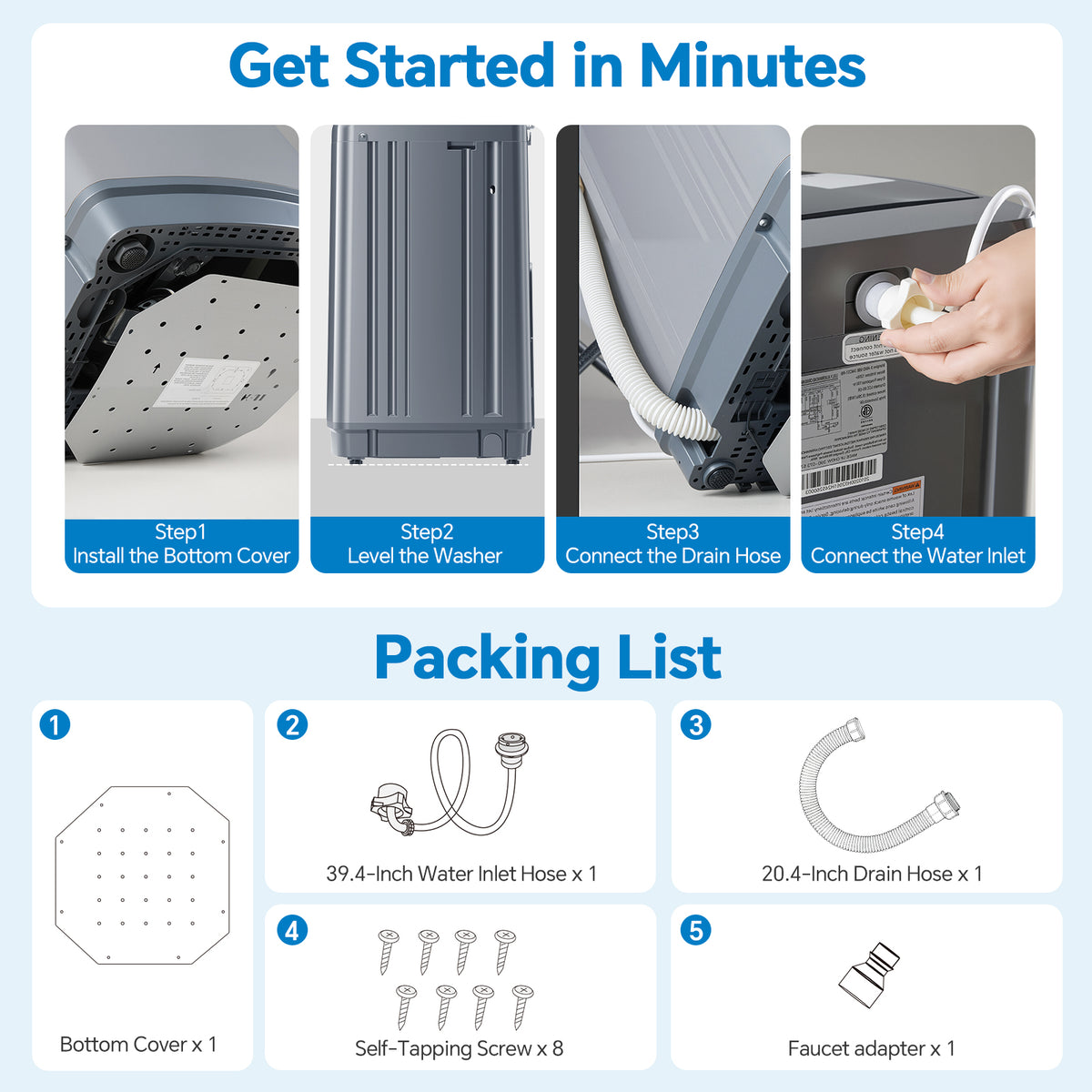 Fully Automatic Portable Washer, 7.7 lb