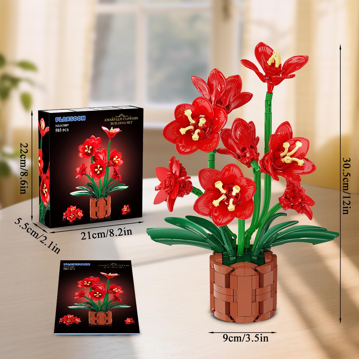 Amaryllis Flower Bonsai Building Set, 503 Pieces