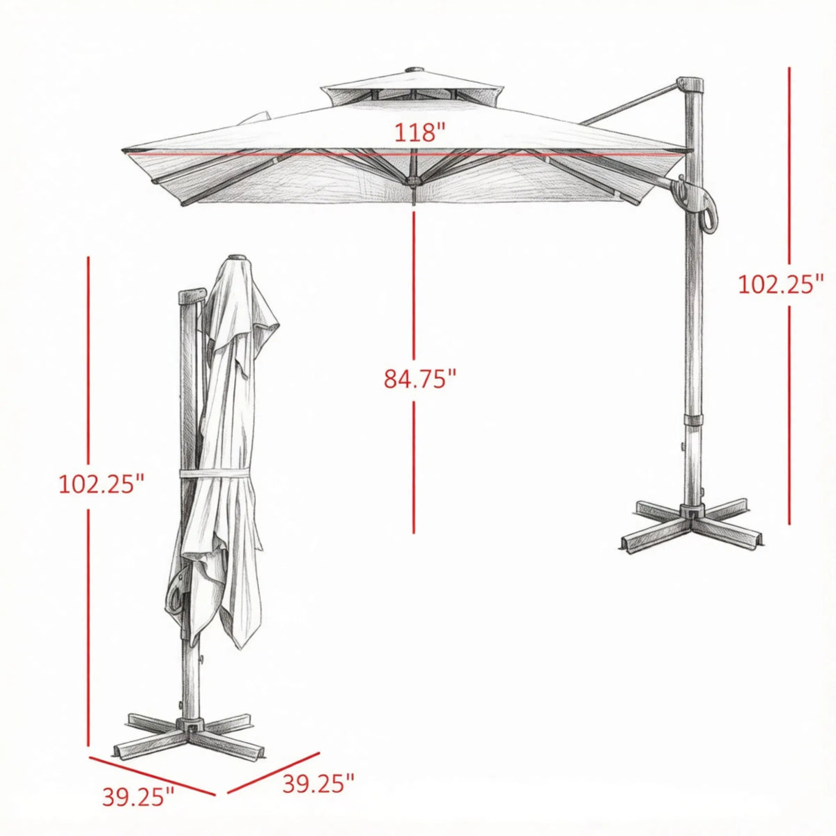 10 ft Cantilever Patio Umbrella, Beige