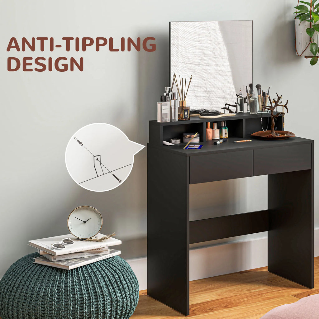 Makeup Vanity Desk with Mirror and Drawers, Black