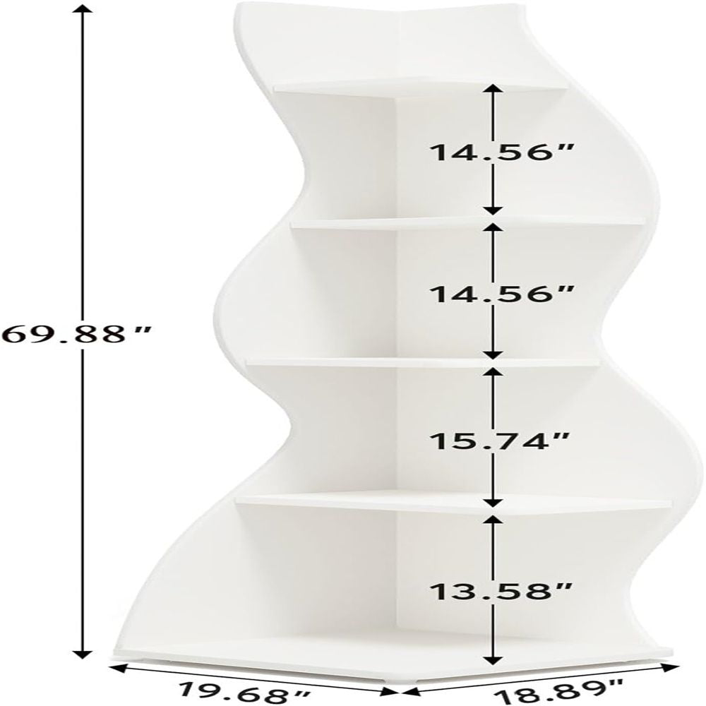 Corner Bookshelf, White