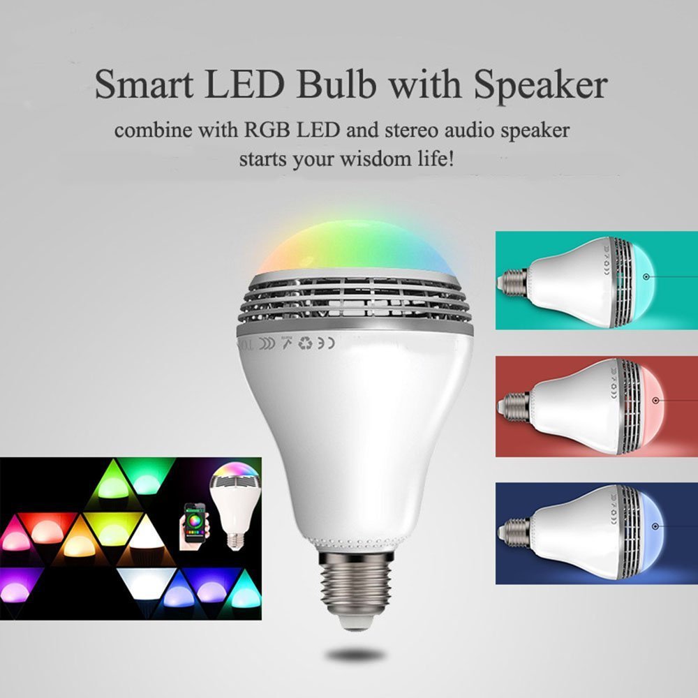 LED Bluetooth Speaker Smart Bulb, E27, RGB