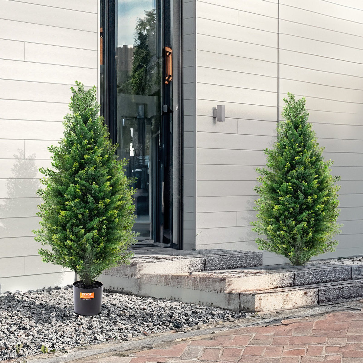 3 ft Artificial Cedar Topiary Trees, Set of 2