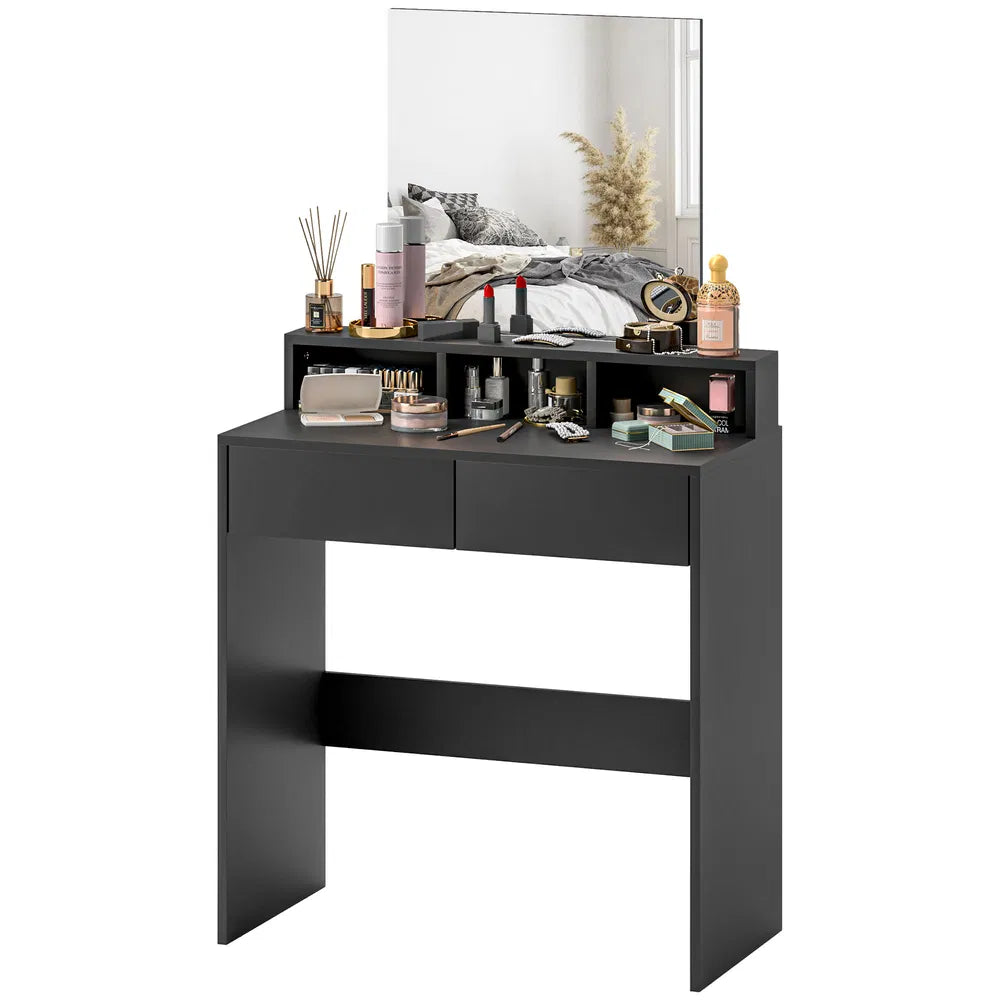Makeup Vanity Desk with Mirror and Drawers, Black