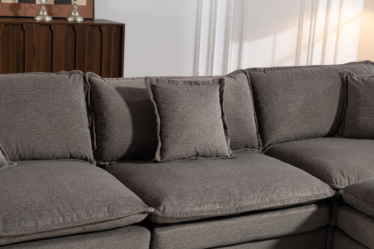 114-Inch Sectional Sofa with Ottoman, Antique Grey