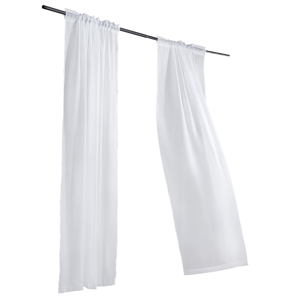 White Sheer Rod Pocket Curtains, 52 x 84-Inch, 2 Panels