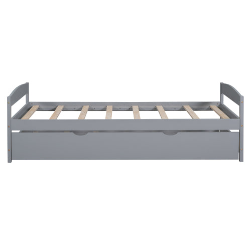 Twin Platform Bed with Trundle, Gray