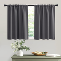 Short Grey Blackout Curtains, 42 x 36-Inch, 2 Panels