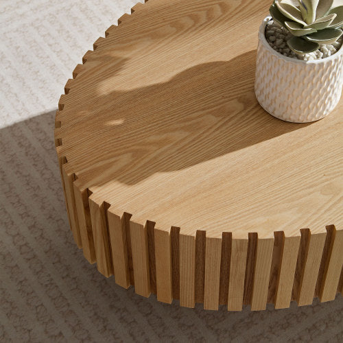 Handmade Drum Coffee Table, Natural Ash