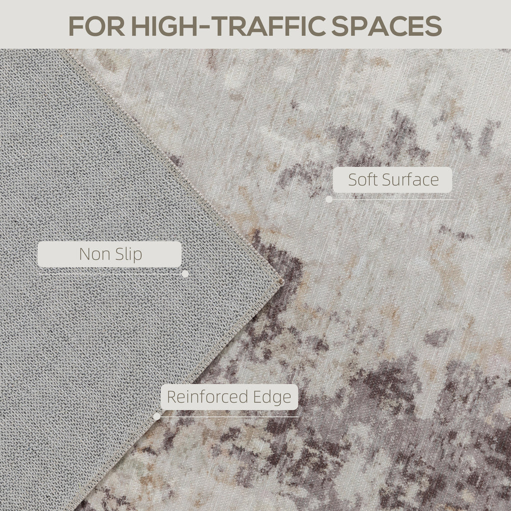 Chenille Abstract Area Rug, 5 x 7 ft, Mixed Brown