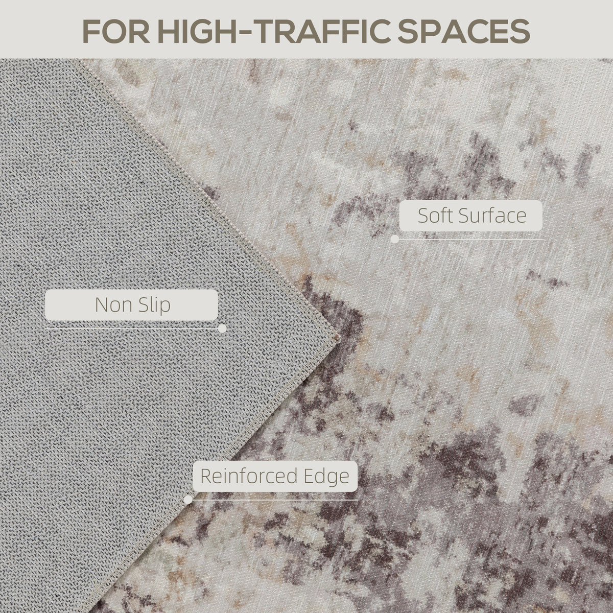 Chenille Abstract Area Rug, 5 x 7 ft, Mixed Brown