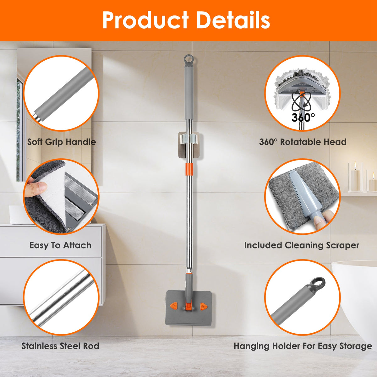 2-in-1 Baseboard and Wall Cleaning Mop