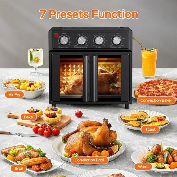 French Door Air Fryer Toaster Oven, 29.5 Qt, Black