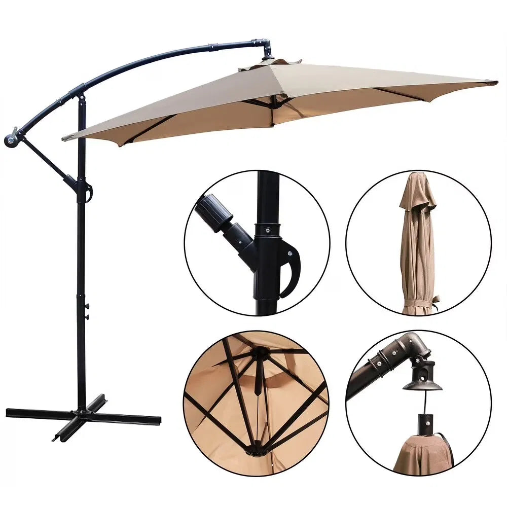 10 ft Offset Cantilever Umbrella with Crank, Tan