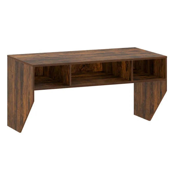 Floating Wall Desk with Cube Storage, Rustic Brown