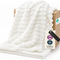 Cozy Fleece Throw Blanket, Off White, 50 x 60-Inch