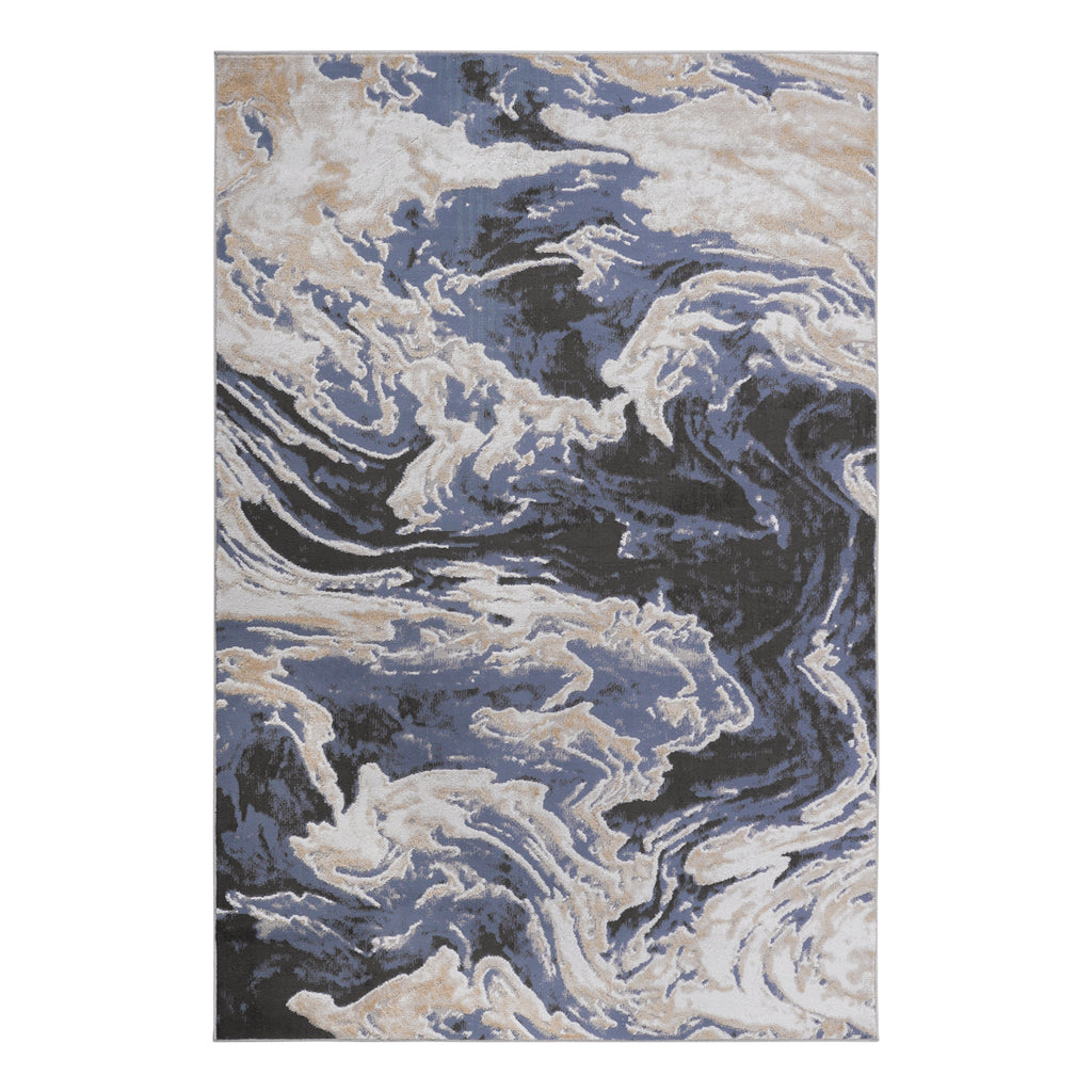 Light Blue Abstract Area Rug, 5 x 7 ft