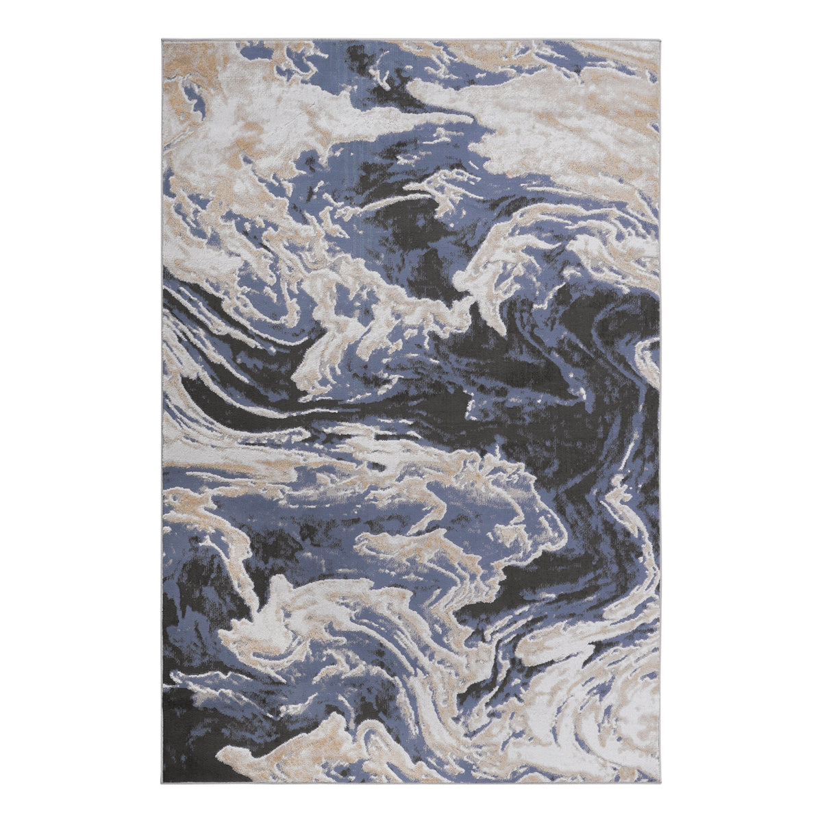 Light Blue Abstract Area Rug, 5 x 7 ft