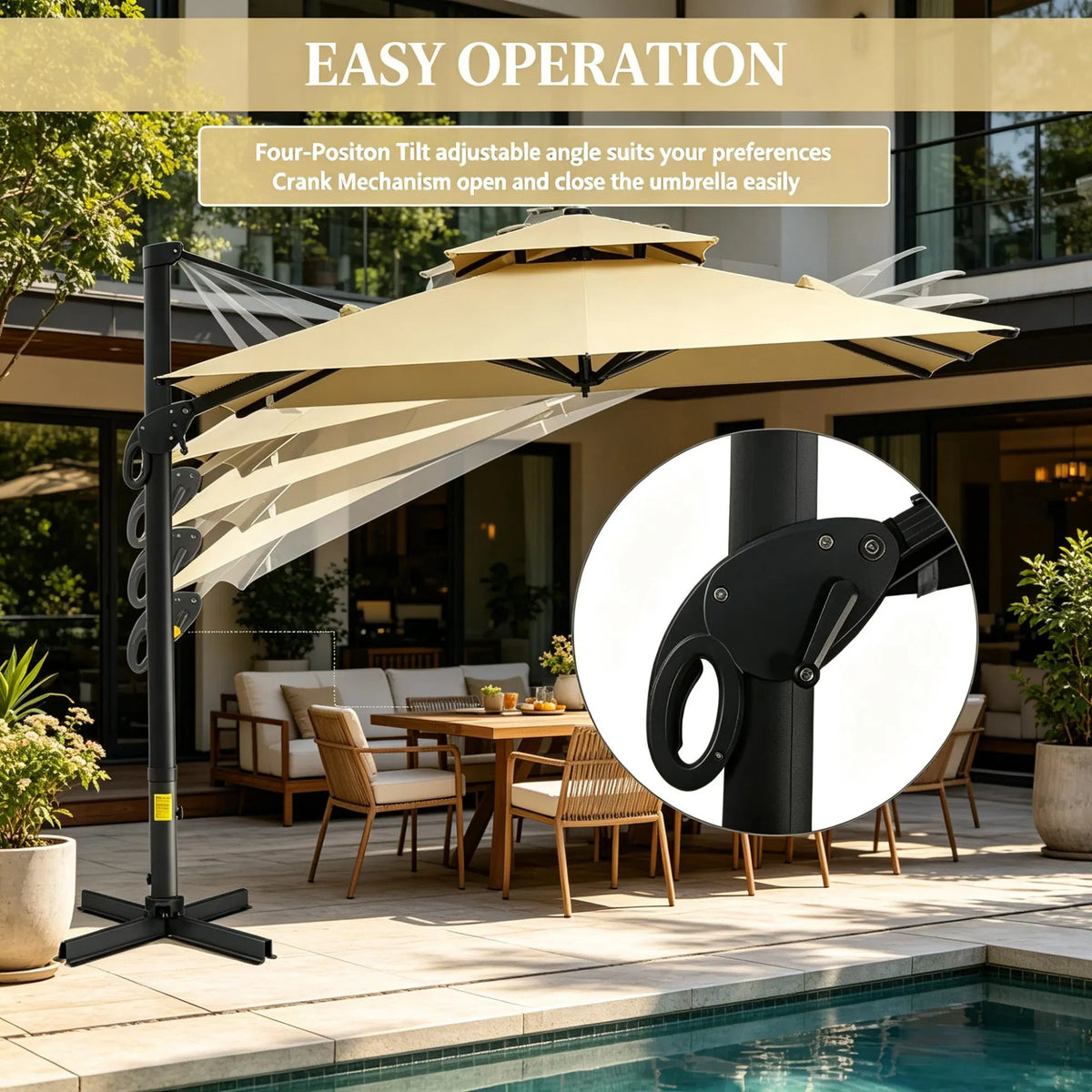 10 ft Cantilever Patio Umbrella, Beige