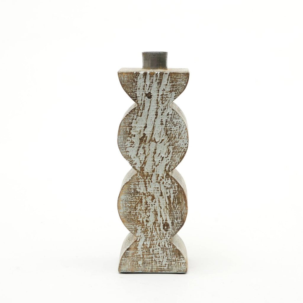 White Wooden Centerpiece Candle Holder, 3 x 9-Inch