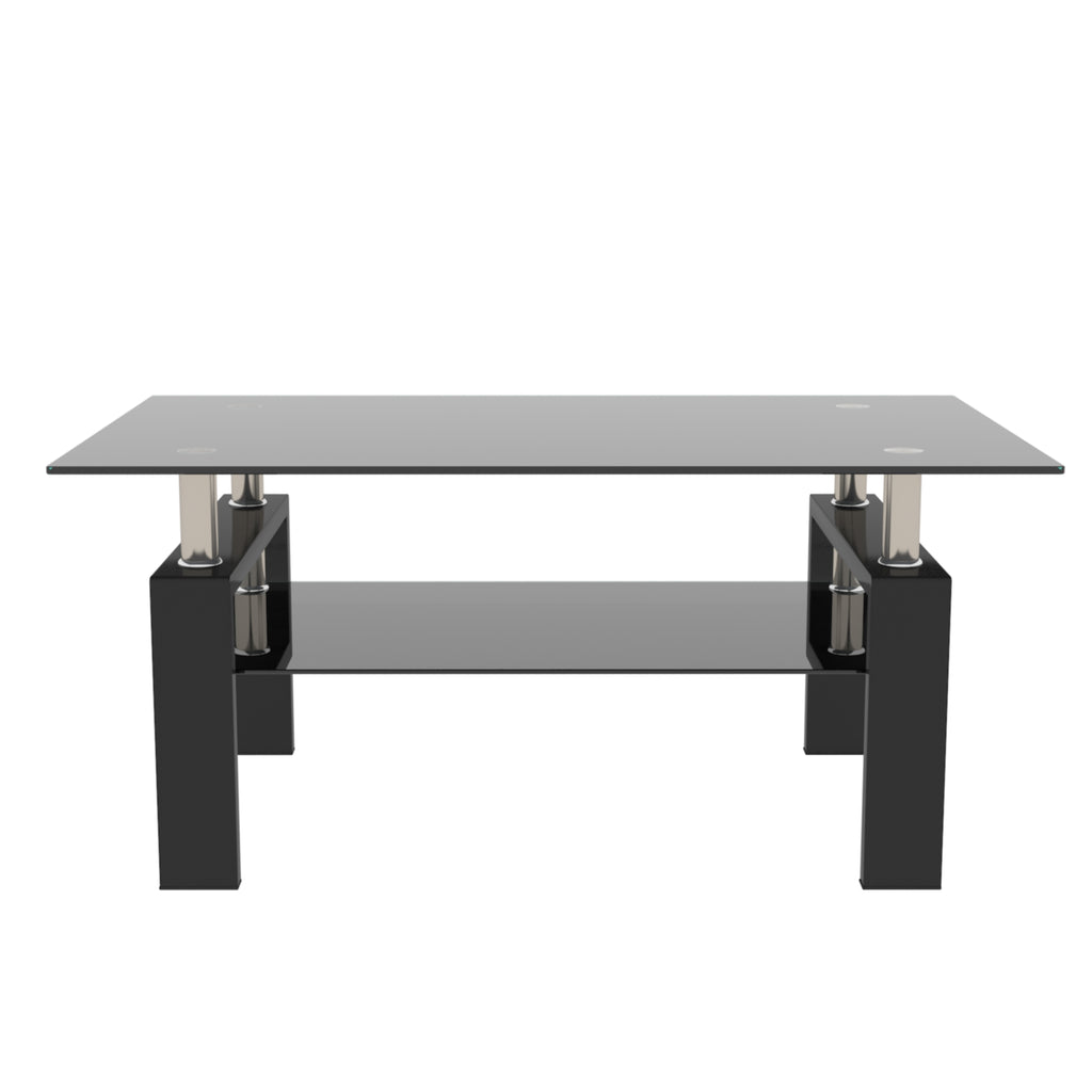 Black Glass Coffee Table, Rectangular