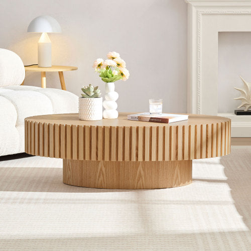 Handmade Drum Coffee Table, Natural Ash