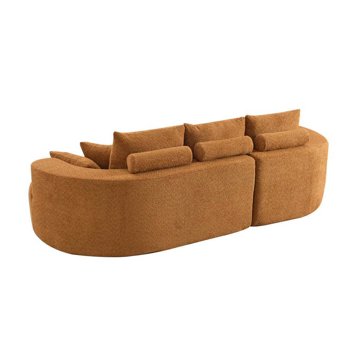106-Inch Boucle Curved Cloud Sectional with Chaise, Camel