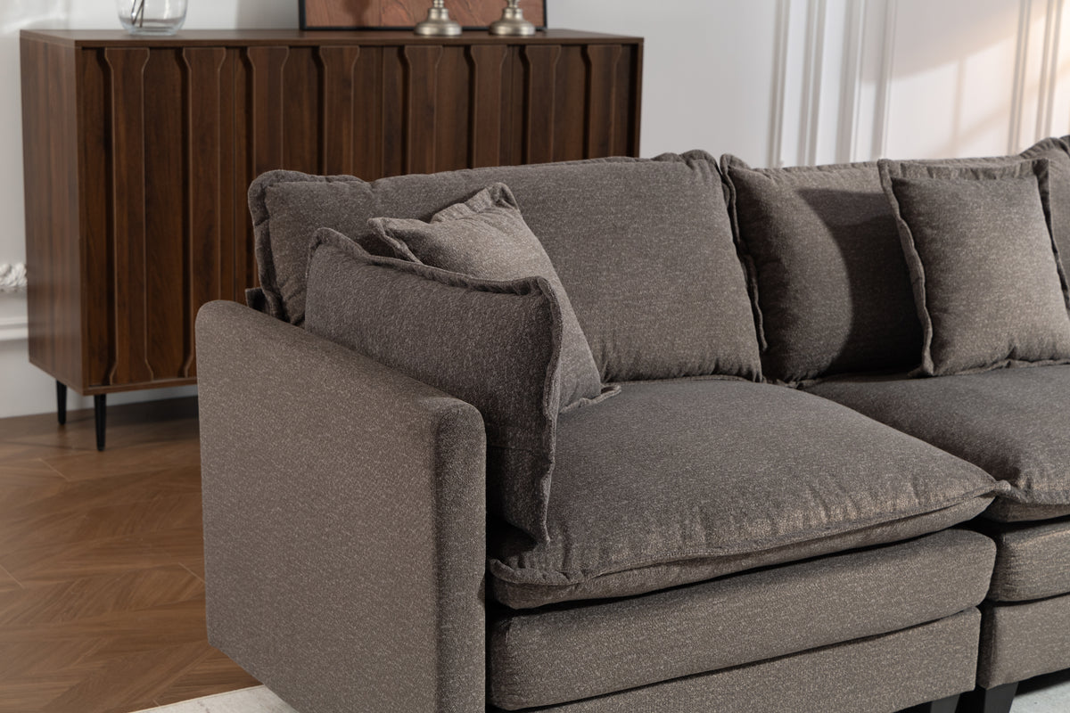 114-Inch Sectional Sofa with Ottoman, Antique Grey