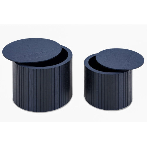 Round Nesting Coffee Table Set, 2 Pieces, Black