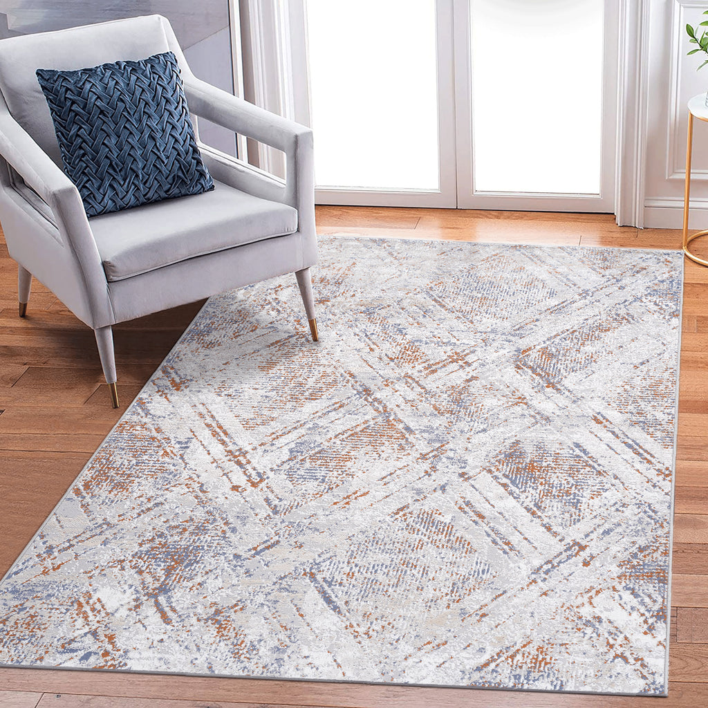 Beige Geometric Area Rug, 5 x 7 ft