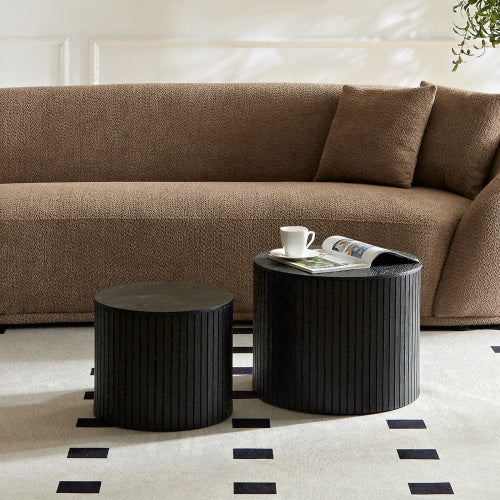 Round Nesting Coffee Table Set, 2 Pieces, Black
