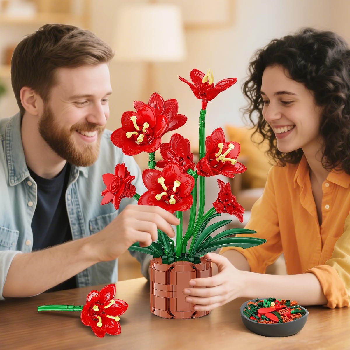Amaryllis Flower Bonsai Building Set, 503 Pieces