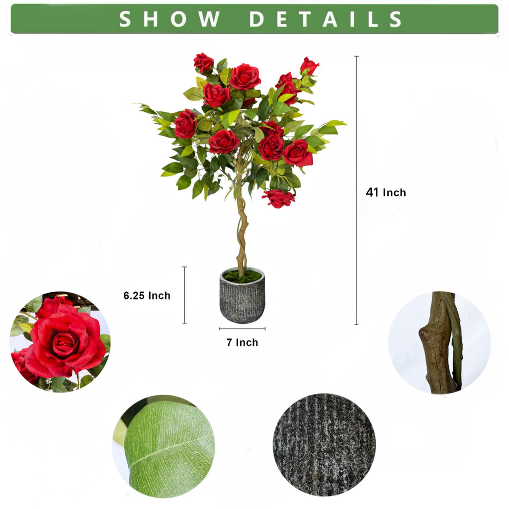 Artificial Rose Tree in Ceramic Pot