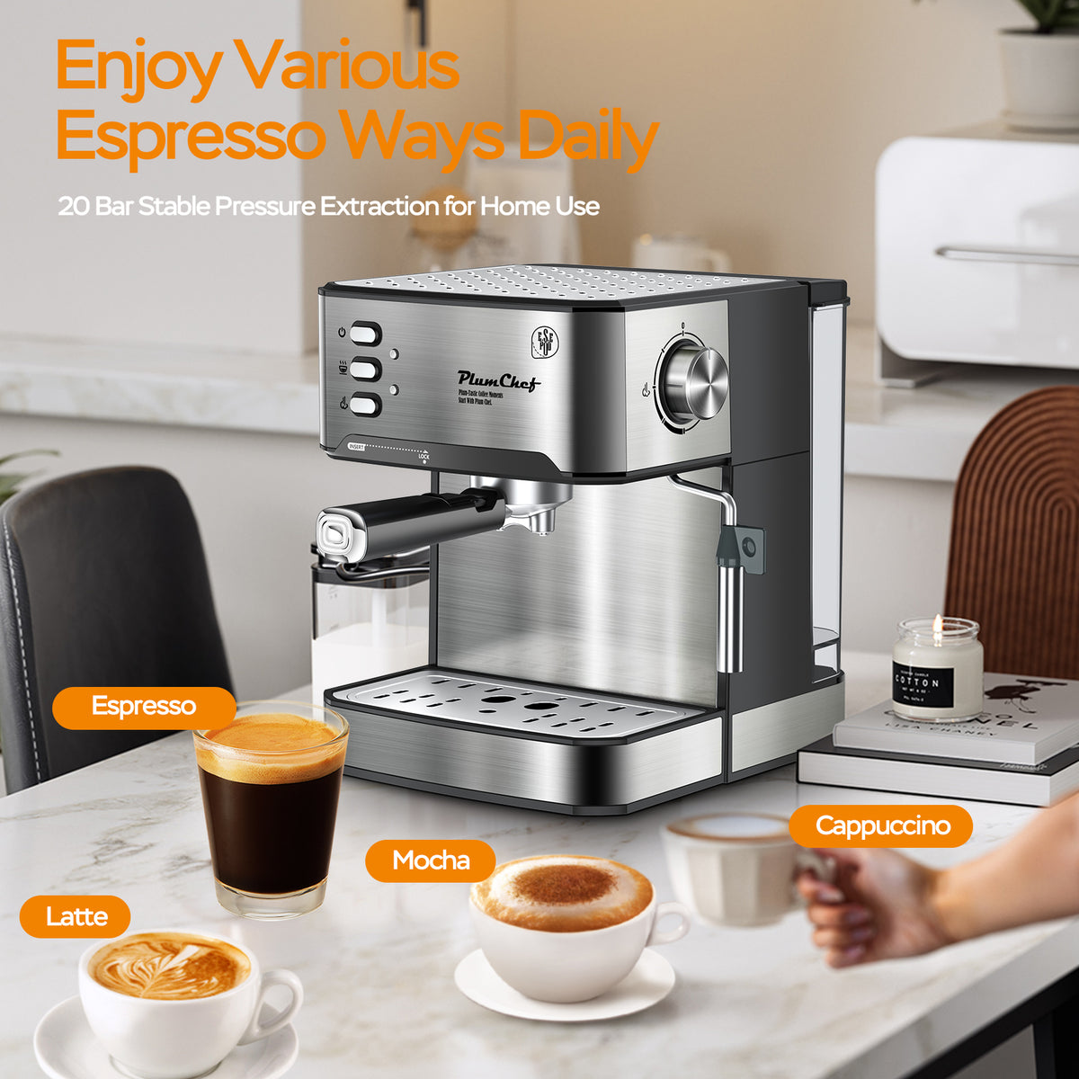 20-Bar Espresso Machine with Milk Frother