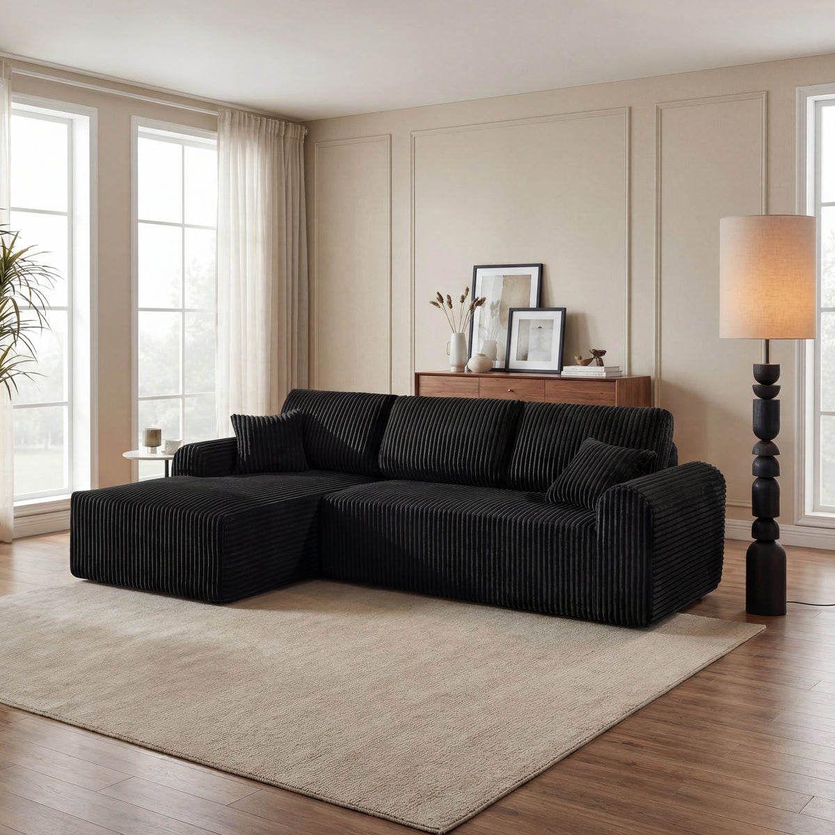 109-Inch Cloud Modular Sectional with Chaise, Black