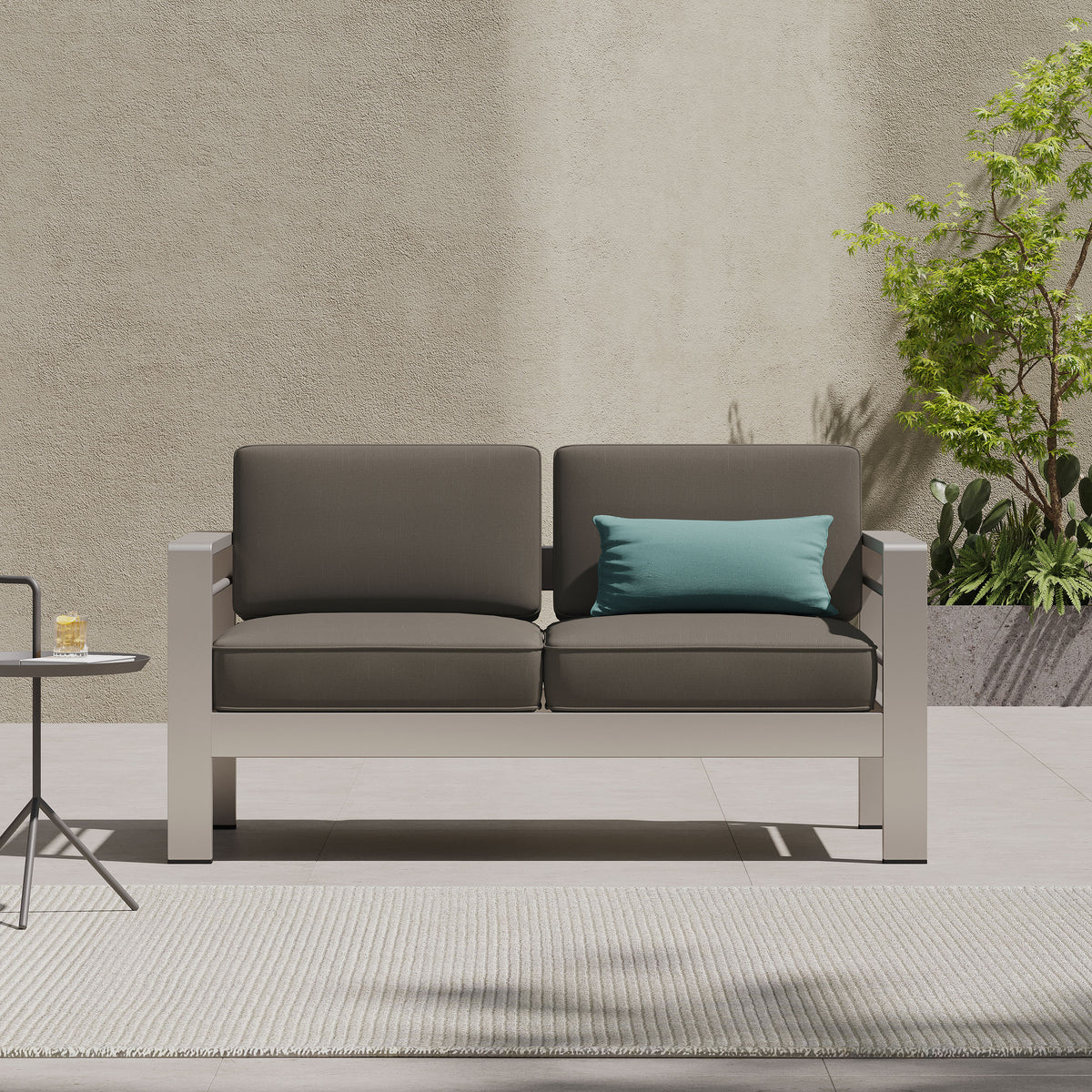 Loveseat Sofa with Track Arms, Khaki