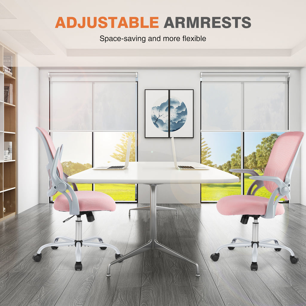 Tall Drafting Office Chair with Foot Ring, Pink