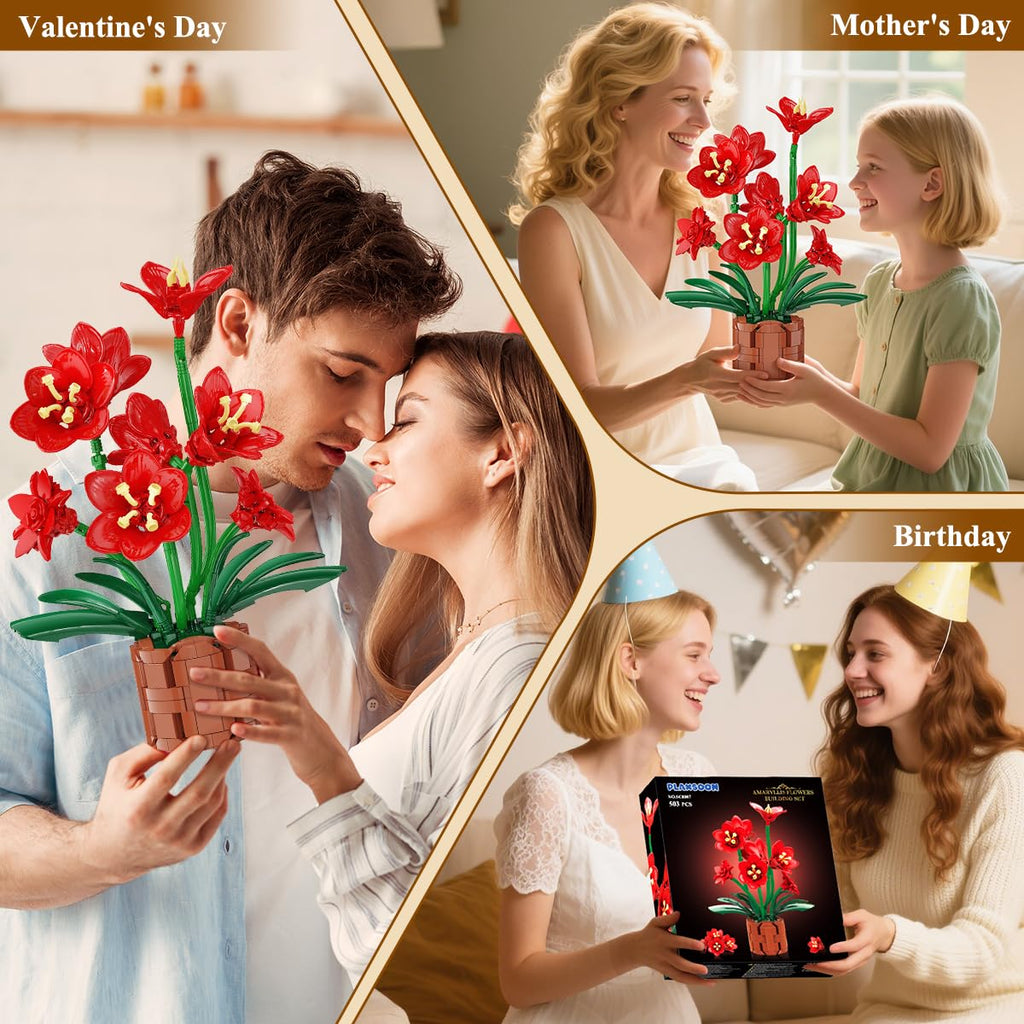 Amaryllis Flower Bonsai Building Set, 503 Pieces